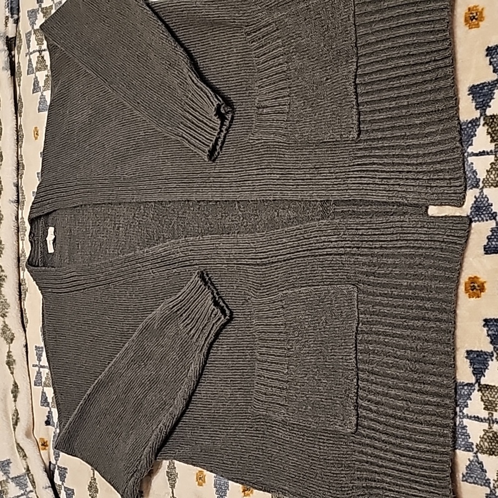 Maurices, open front sweater cardigan with pockets, dark sage green, Size 1X